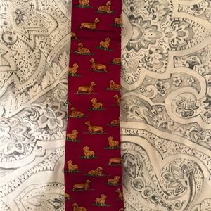 Red Dachshund Alynn Patterned Men’s Silk neckTie